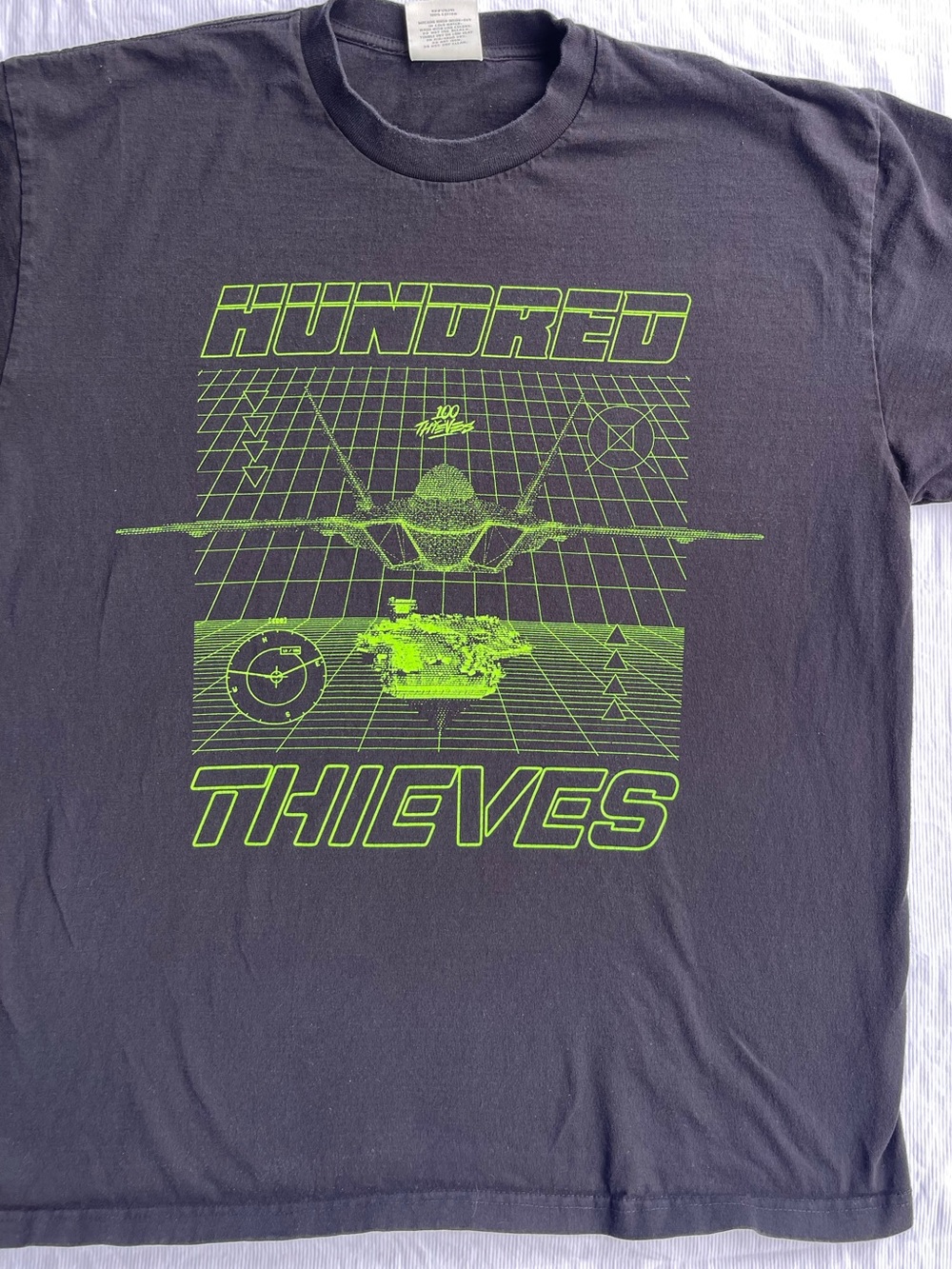 Hundred Thieves Men’s Black Short Sleeve Tee with Neon Green Graphic